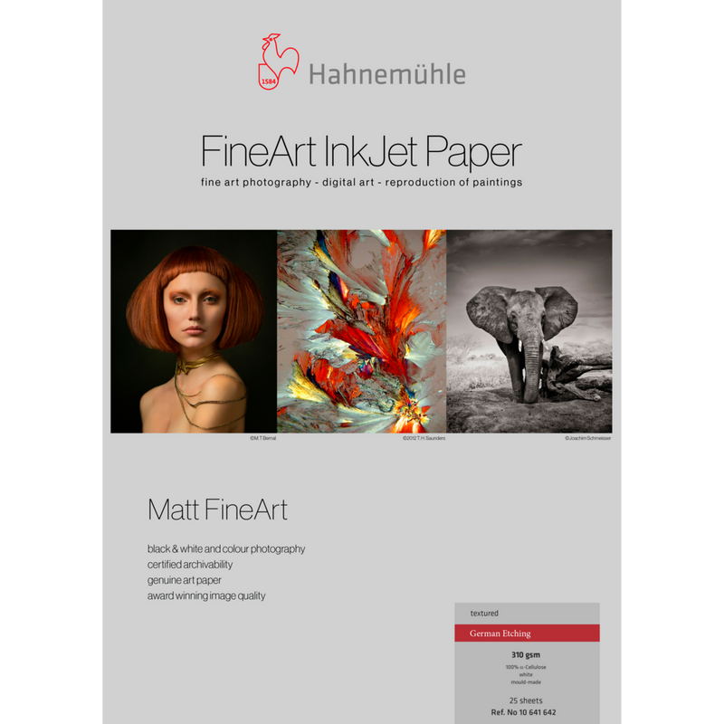 Hahnemühle Unisex White/Black German Etching 310Gsm, A3, 25 Sheets